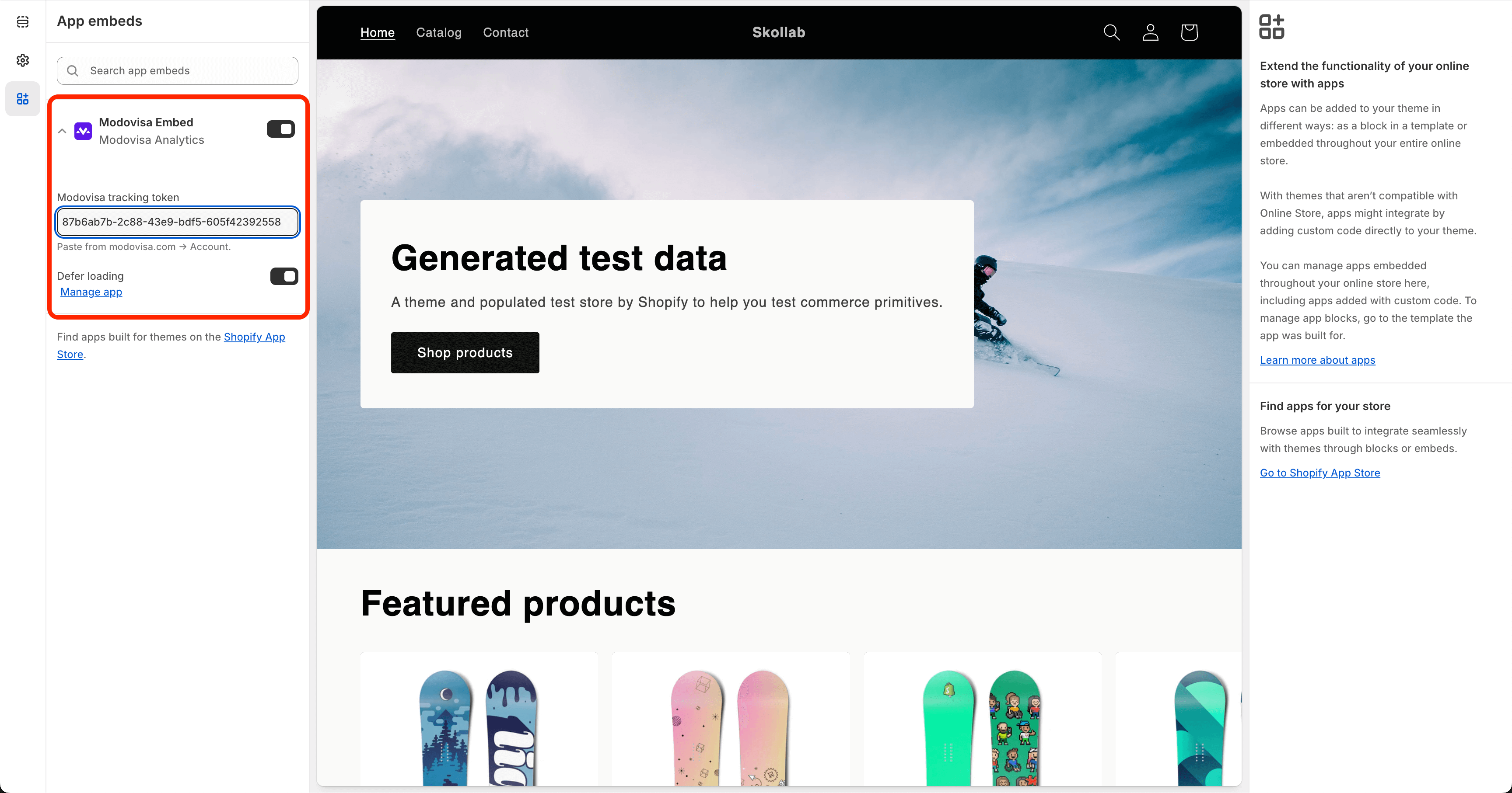 Where to paste the tracking token in app embed