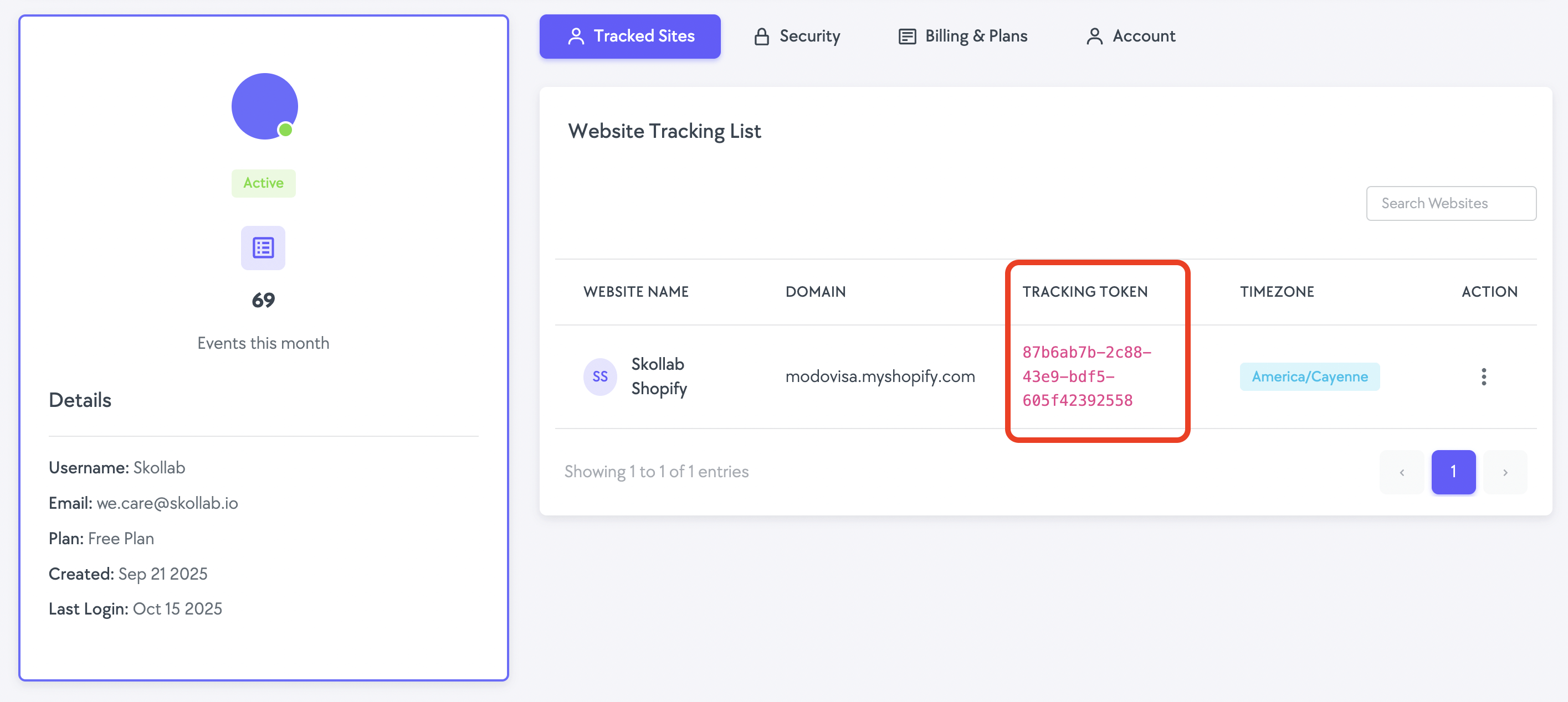 Where to find the Modovisa tracking token